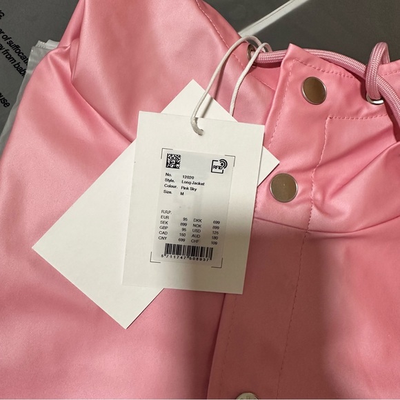 RAINS Long Jacket Pink Sky MEDIUM - Picture 7 of 9